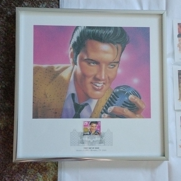 Postal Stamps "Elvis Presley" First Day of Issue, Set of 6 + Framed Print 1993 - Picture 2 of 11